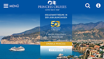 Screenshot Princesscruises.de © Princess Cruises