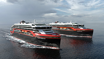 Illustration der neuen Hybridschiffe © Hurtigruten / Rolls-Royce