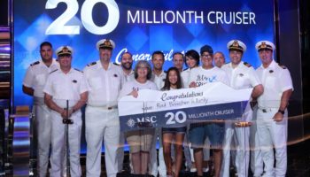 Der glückliche 20-millionste Passagier Roul Bonachea erhielt für sich und seine Familie ein Upgrade für den MSC Yacht Club © MSC Cruises